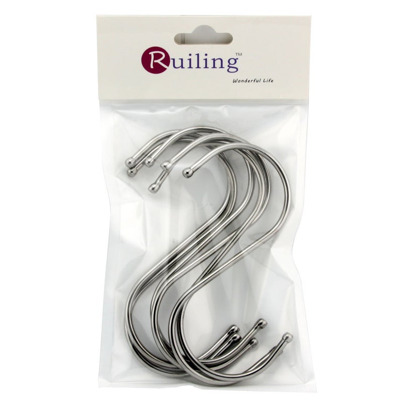 RuiLing 6-Pack 4.7 Inches Extra Large S Shape Hooks,Heavy-Duty Stainless Steel Hanging Hooks - Multiple uses,Ideal for Apparel, Kitchenware, Utensils, Plants, Towels, Gardening Tools. - Image 2